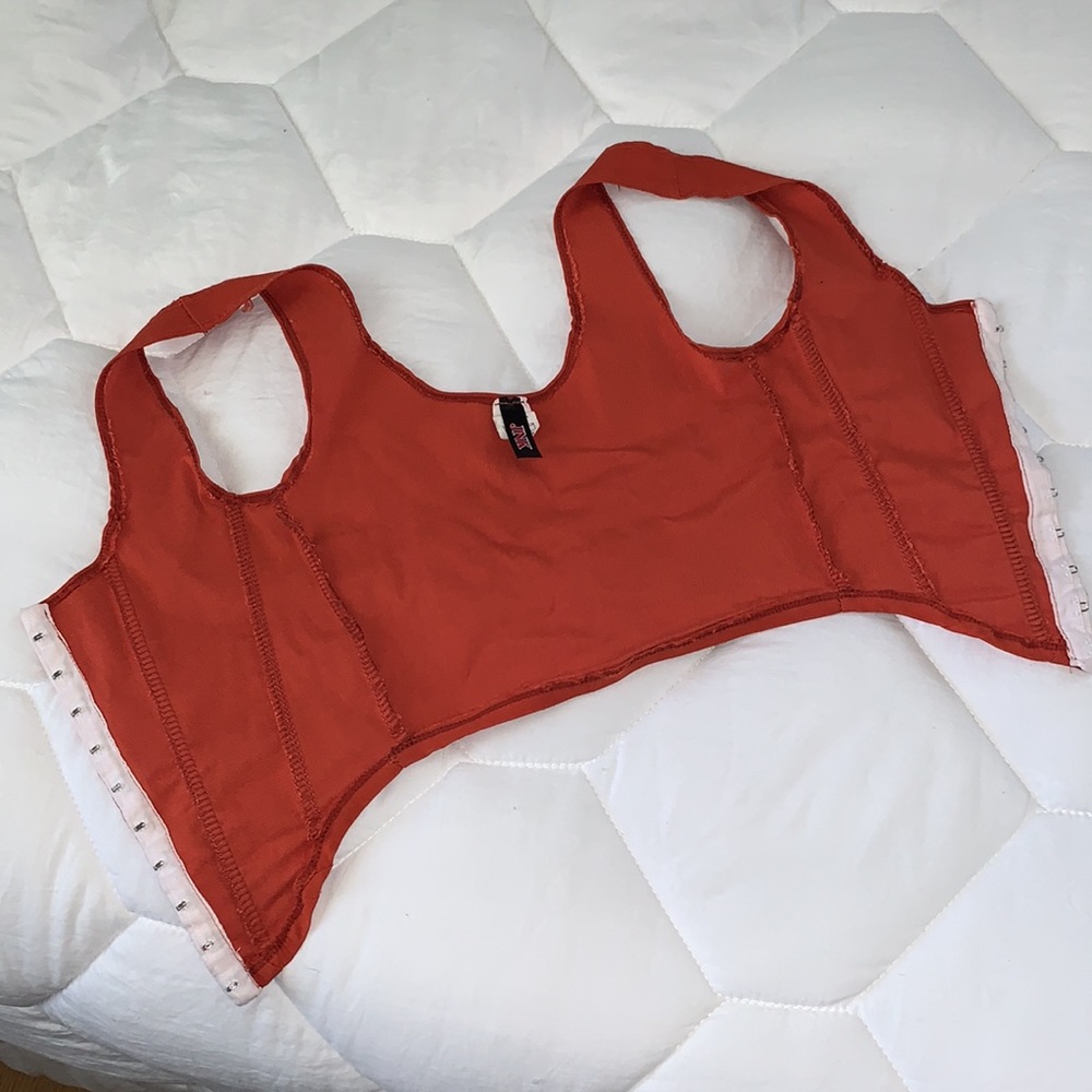 Orange Corset Style Hook and Eye Closure V shaped Crop Tank Top - Picture 6 of 8